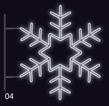 Světelný motiv na sloupy VO - VLOČKA KRYSTAL s konzolí 1,2x1,2m studená bílá