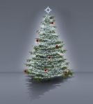 Led světelná sestava na vánoční strom studená bílá, červené a stříbrné koule - varianta 1