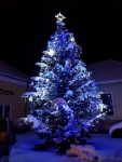 Led světelná sestava na vánoční strom modrá studená bílá, stříbrné koule - varianta 3