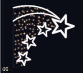 Světelný motiv na sloupy VO - Velké Letící hvězdy - studená bílá/teplá bílá 1,65 x 1,65m